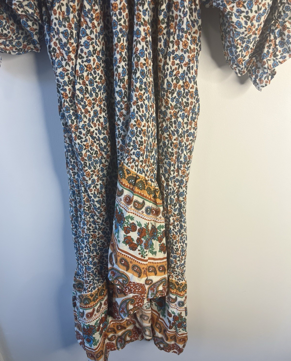 Umgee L Southwestern Bell Sleeve Peasant Cottagecore Prairie Boho Dress Summer