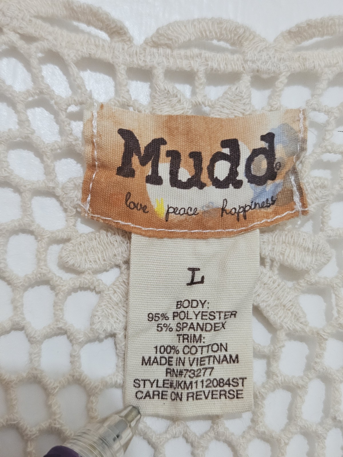 Mudd Women’s Sleeveless Boho Striped Cream Dress Size L