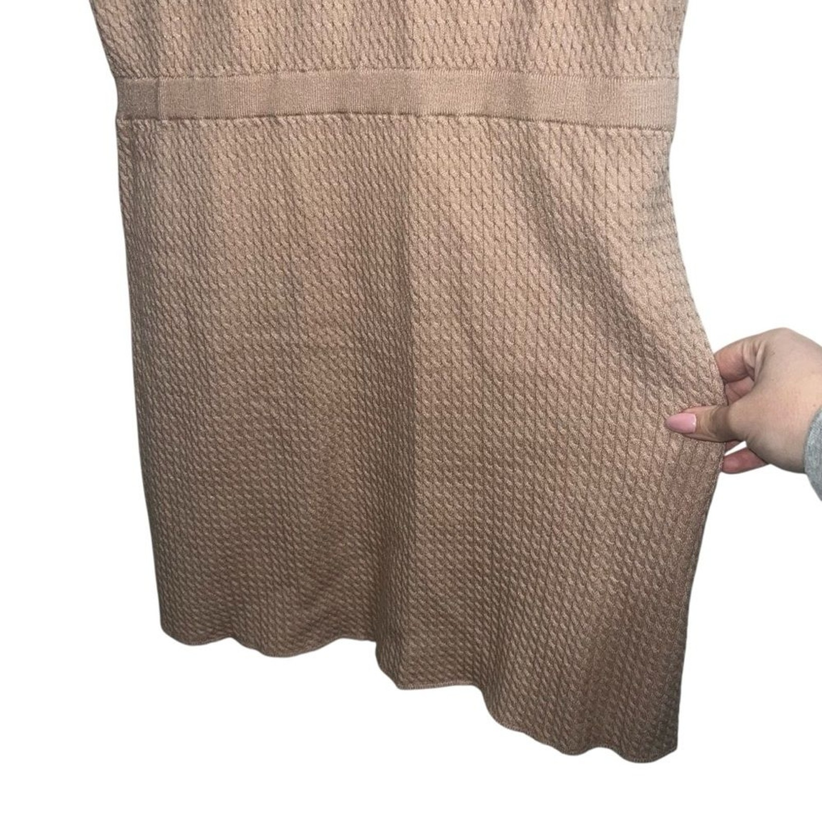 NEW NWT WeWoreWhat Cable Knit Polo Dress In Beige SIZE L