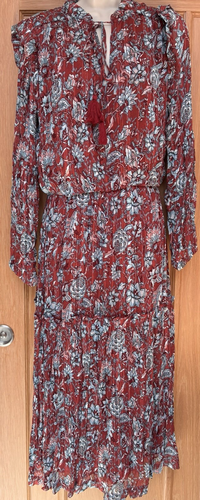 La Redoute Ladies Rust Mix Part Pleased Viscose Dress VGC Size 8