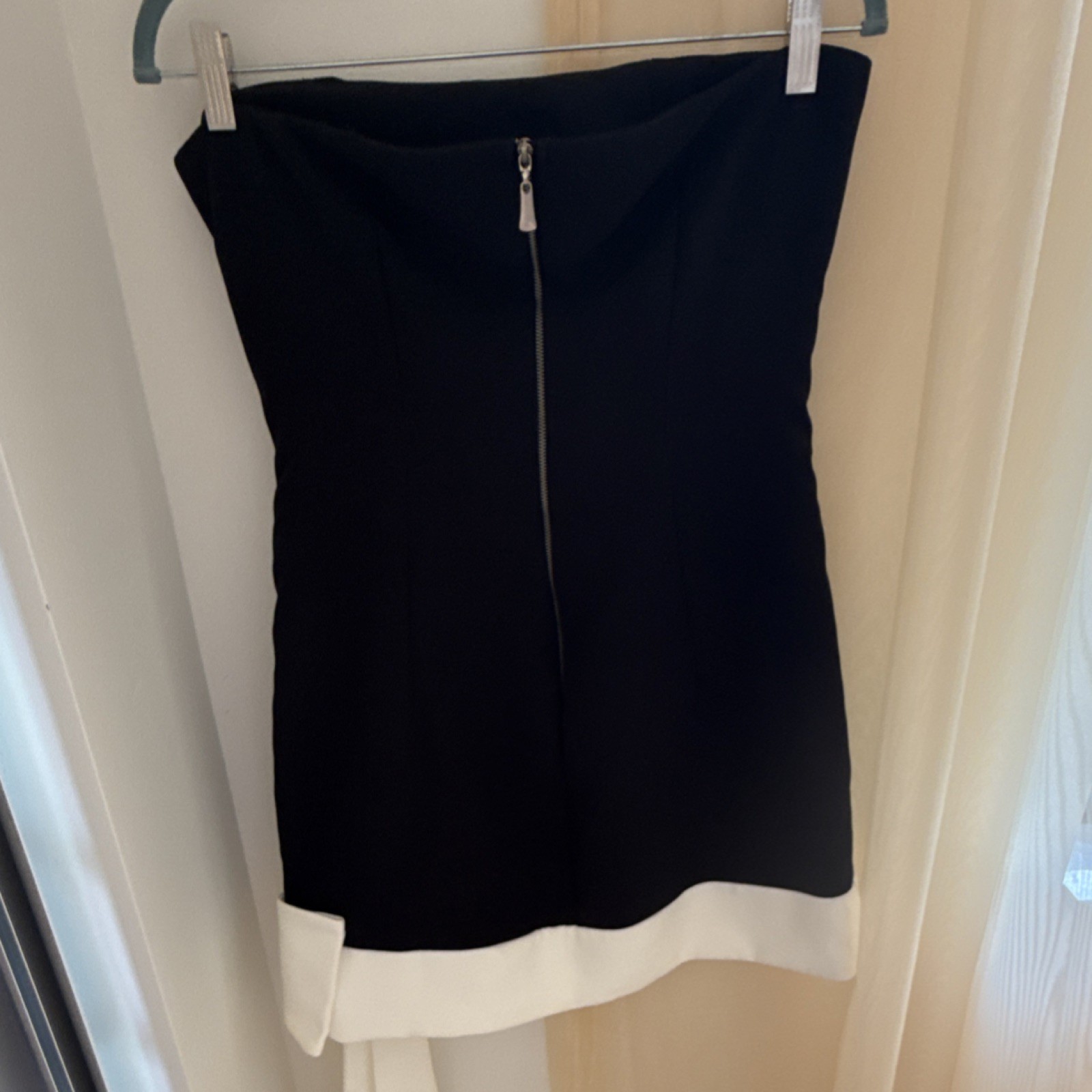 Limonada Pink Strapless Mini Dress Black White Bow Beaded Crepe Size P