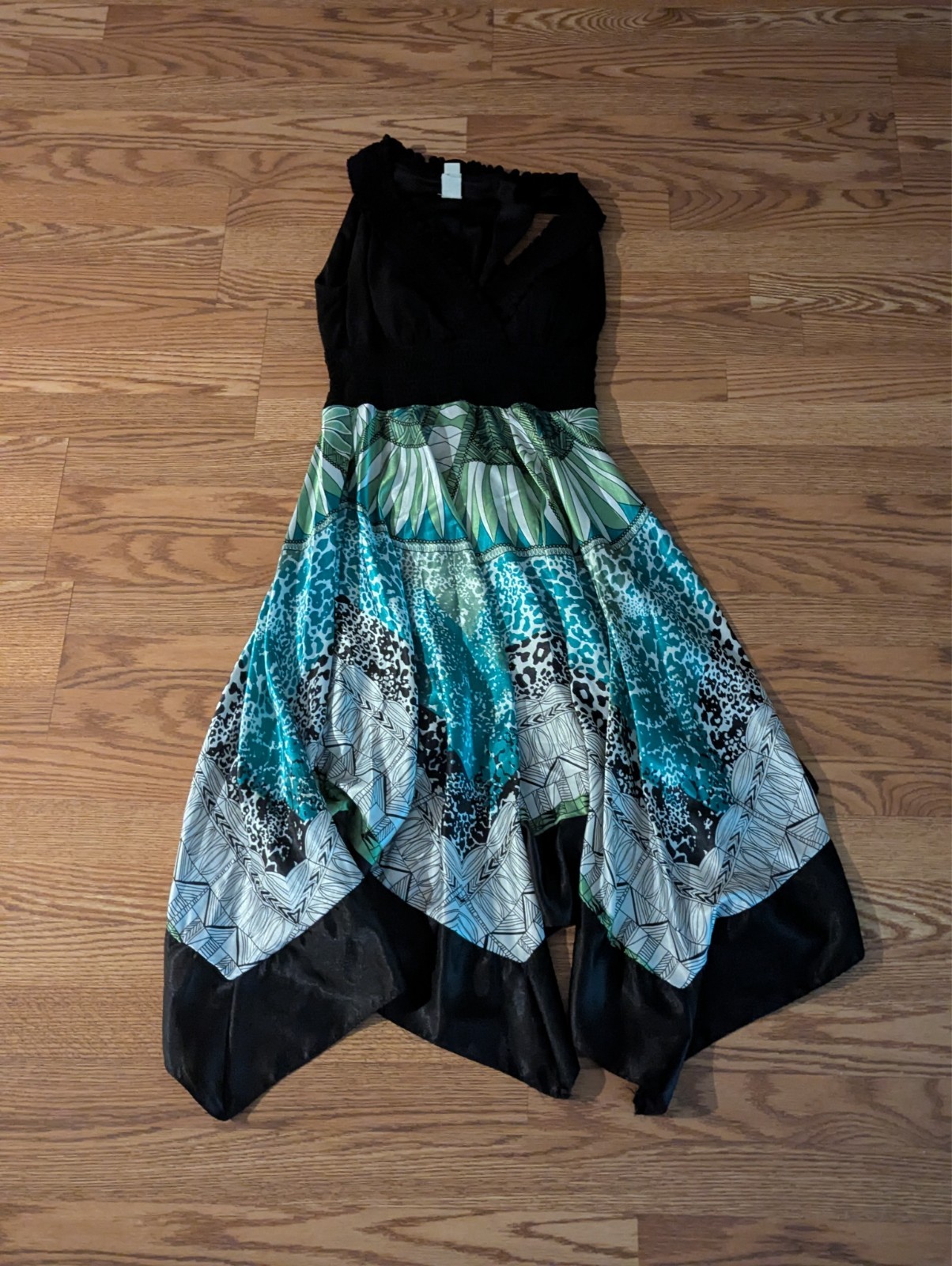 Sangria Women’s Dress – Size 8 – Black & Turquoise – Excellent Condition