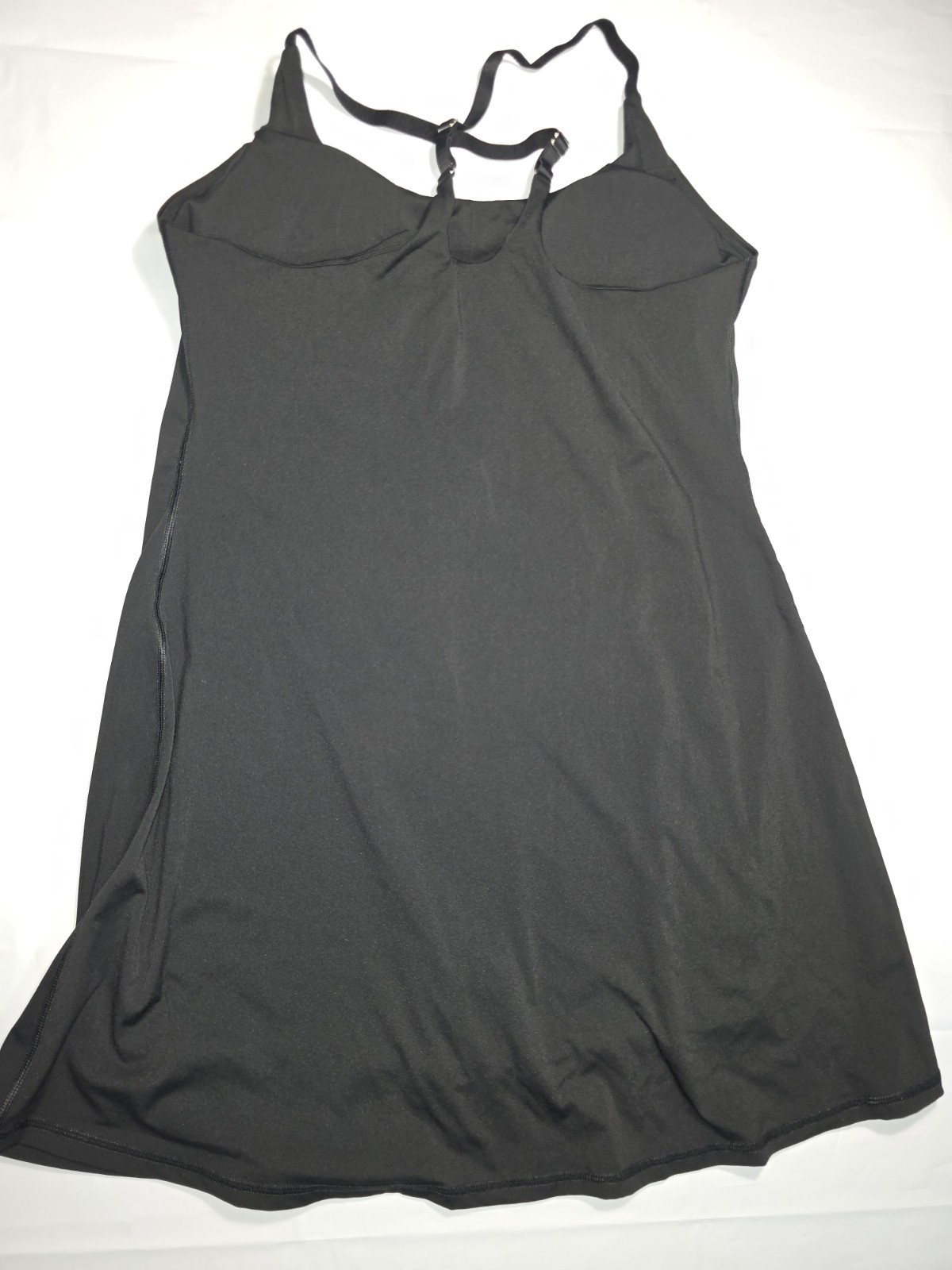 Ewedoos Women’s Black Spaghetti Strap Slip built in shorts&bra Dress size Large