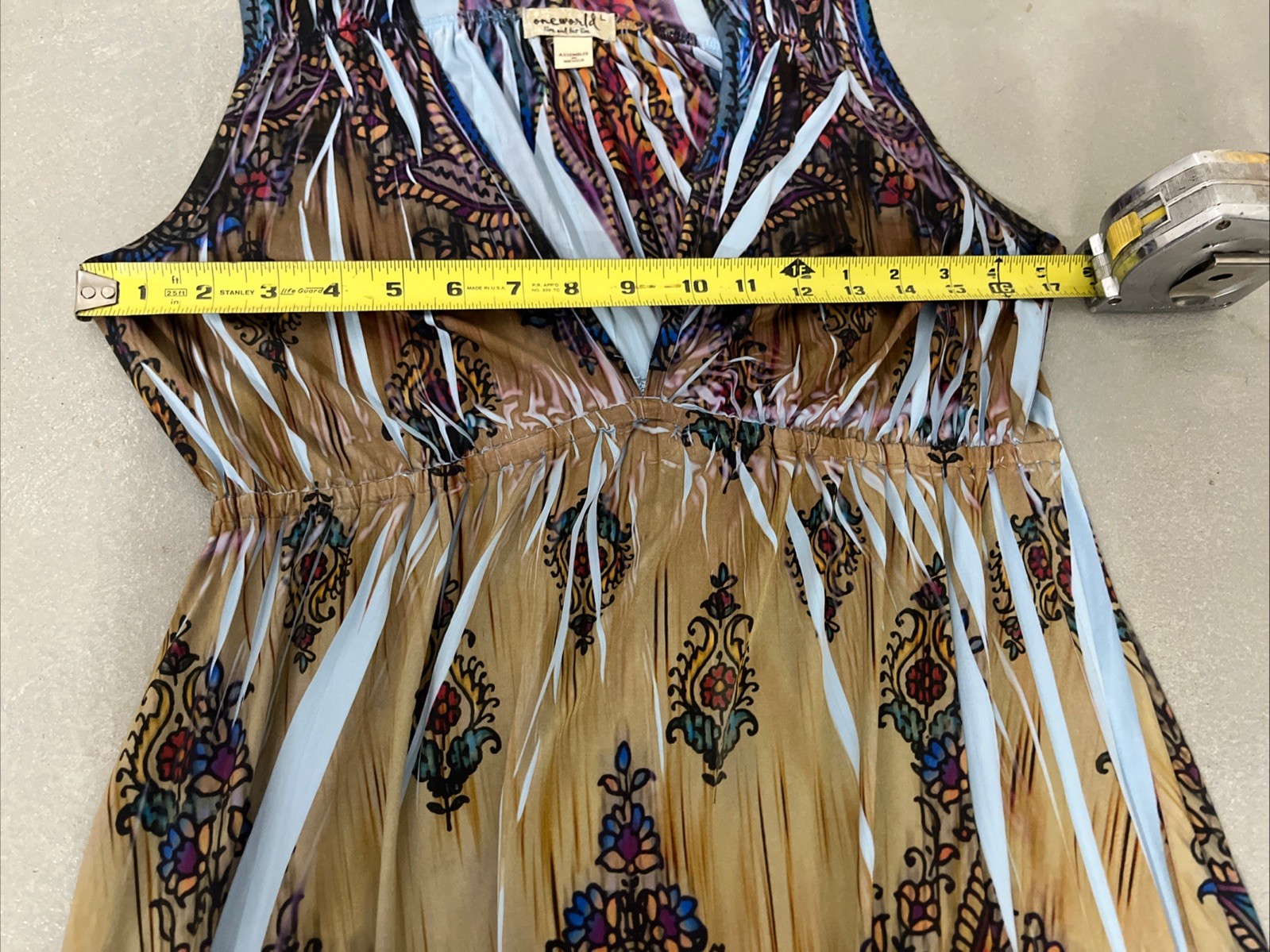 ONE WORLD Maxi Dress Womens Size L Sleeveless Stretch Whimsy Flowy Fairy Boho