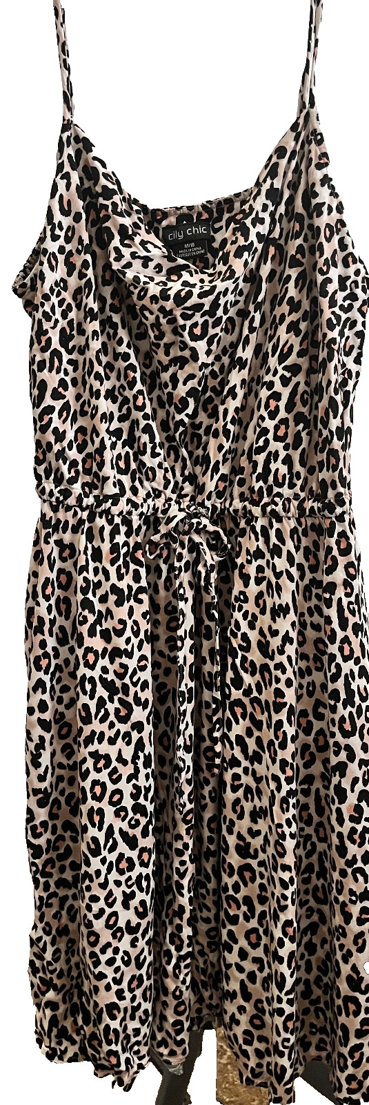 City Chic Leopard Print Flaring Sun Dress size M/18 with cinch in waiste