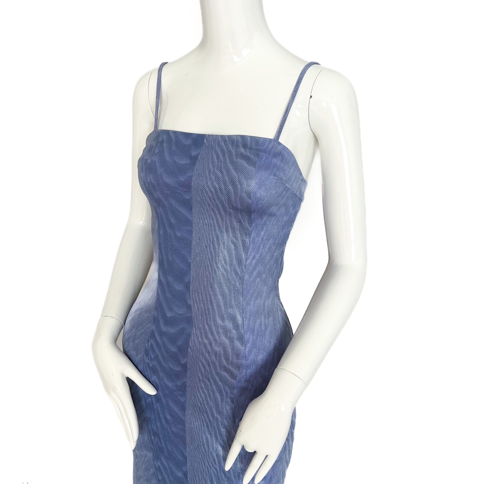 Cache by Alexia Admor | Midi Party Dress Cocktail Print Coated Bodycon Blue Sm
