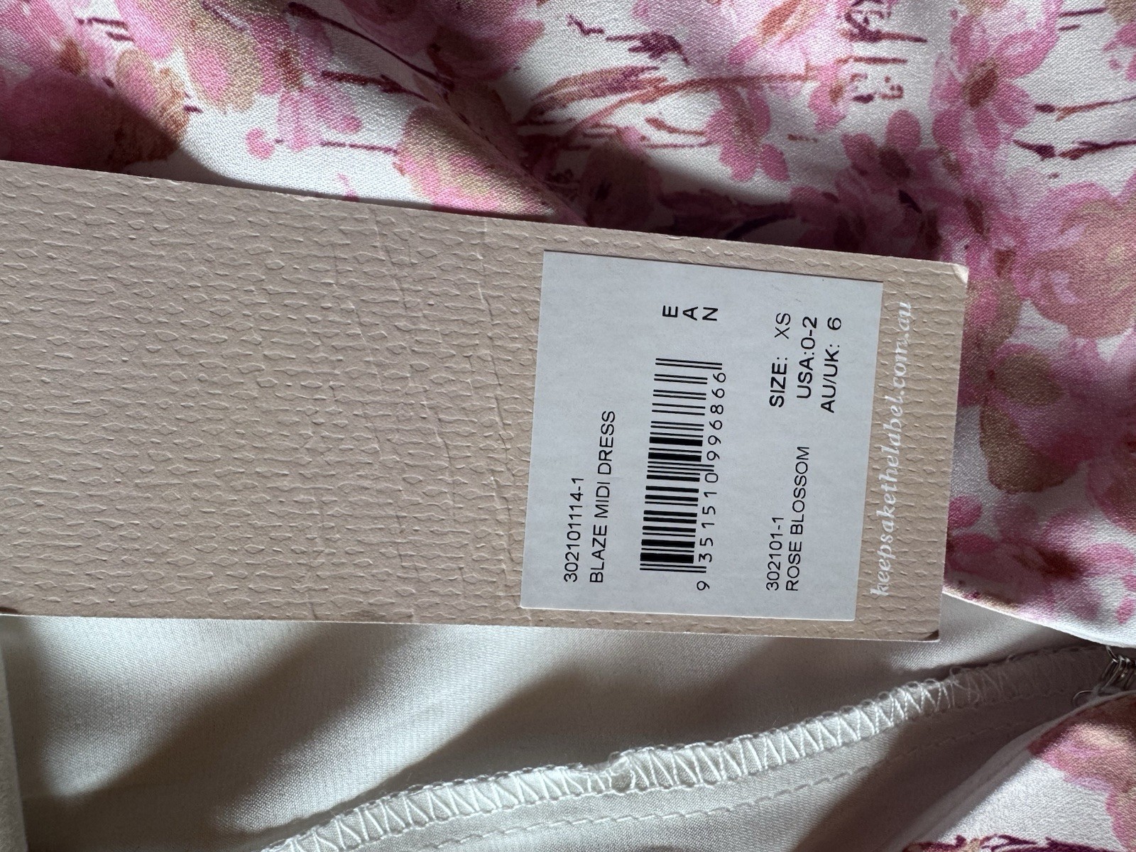 NWT Keepsake The Label Blaze Extra Small Pink Midi Dress Rose Blossom Romantic