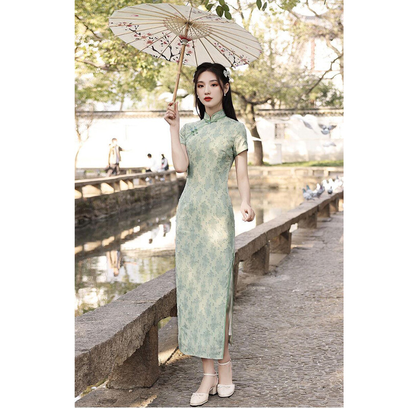 Elegant Modern Improved Cheongsam Dress Women Summer Qipao Mandarin Collar Party