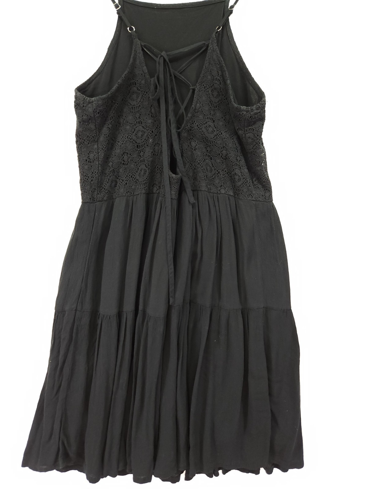 Abercrombie Fitch Womens Small Black Lace Halter Mini Dress Tiered Sundress