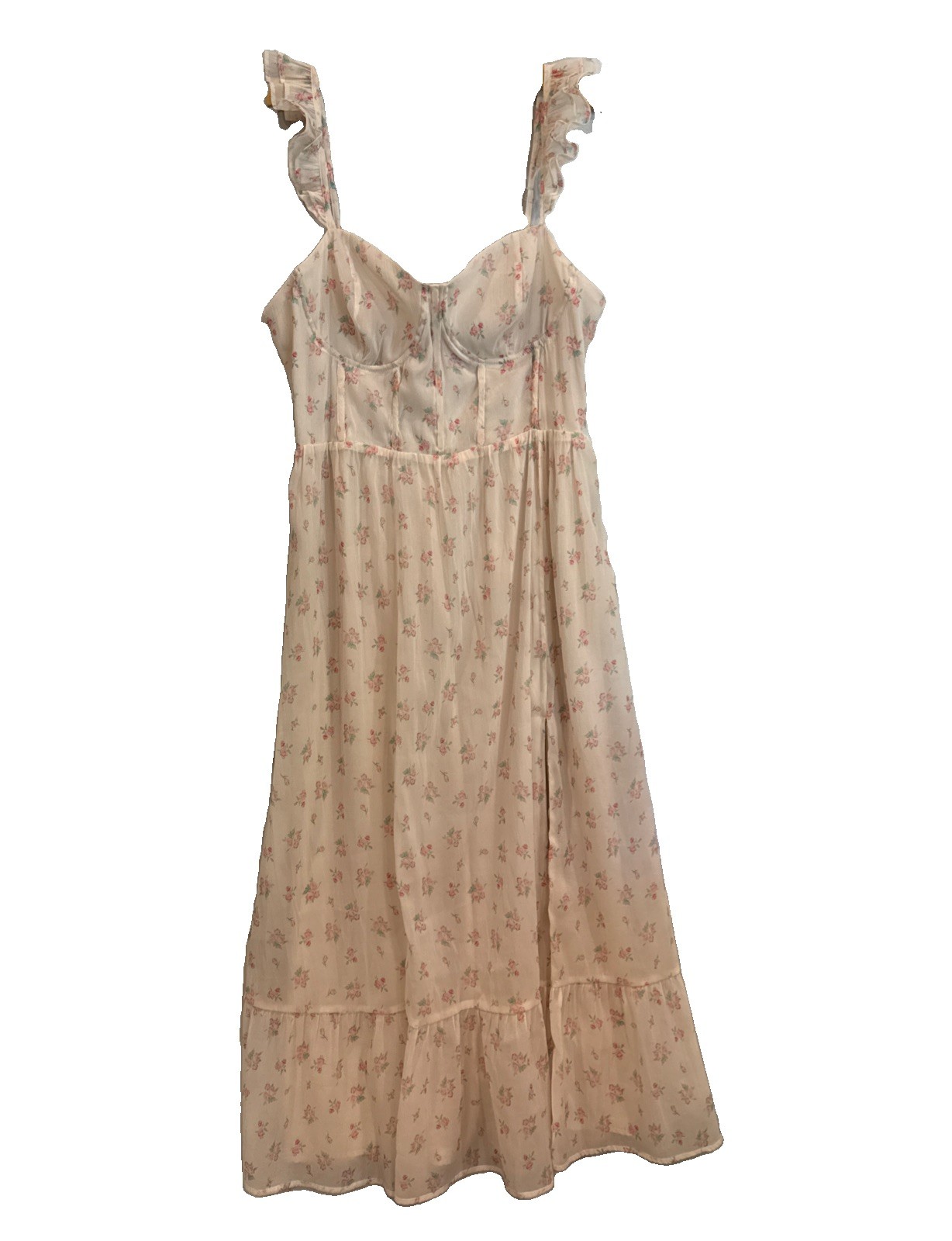 Worth Collective Kari Maxi Dress Corseted Cream Floral Bump Friendly Sz 1X