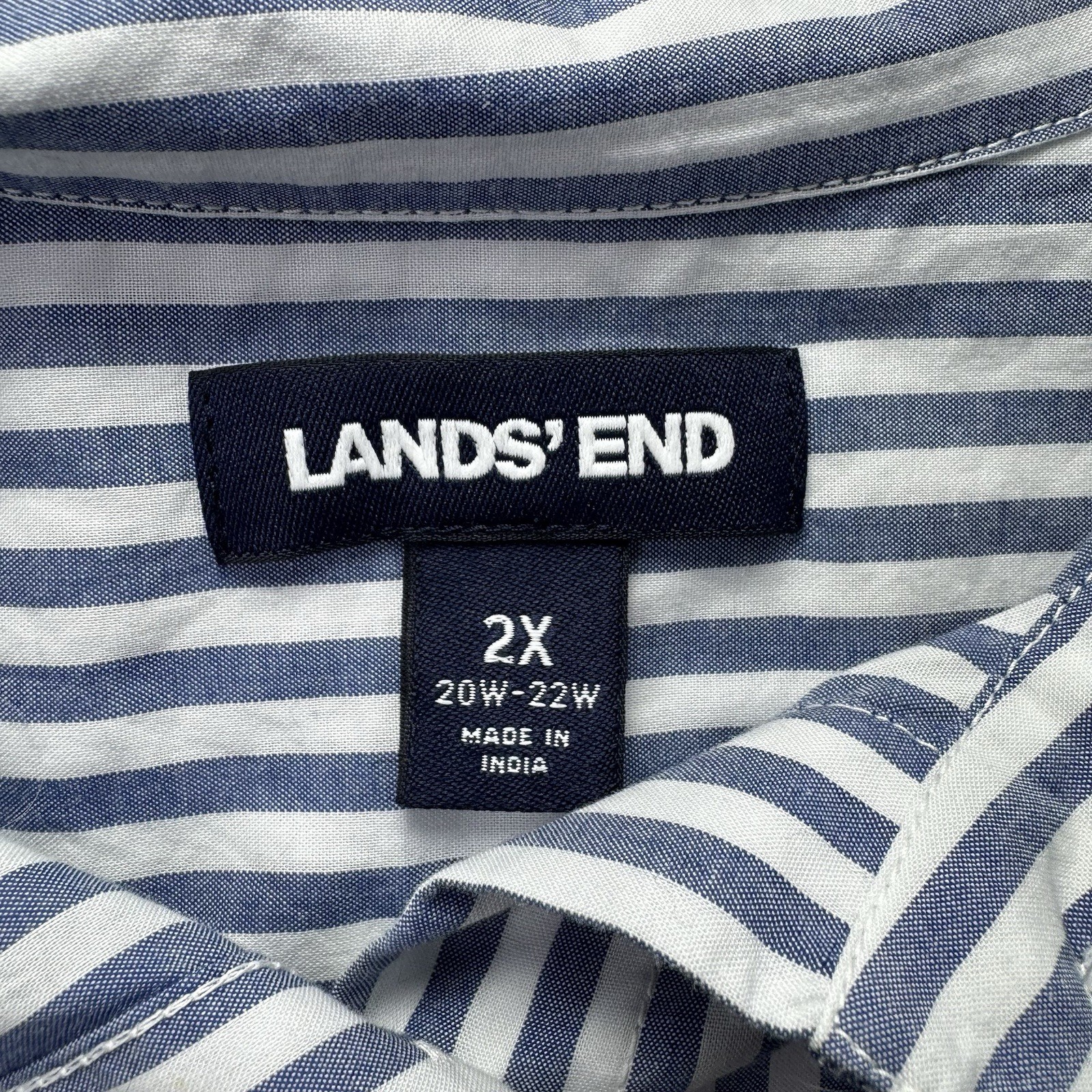 Land’s End Long Sleeve Striped Ombre Tie Dye button Down Shirt Dress 2X
