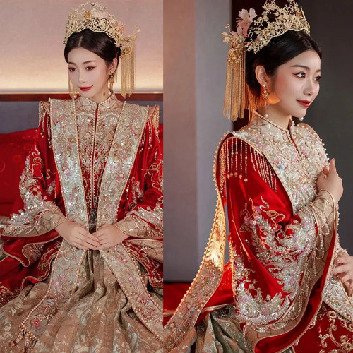 Chinese Traditional Wedding Dresses Hanfu Clothing Embroidery Xiuhe Dress