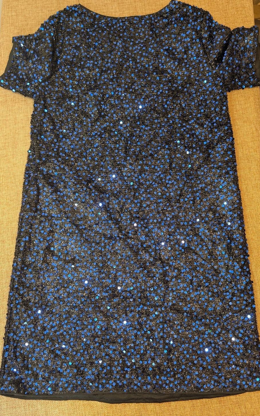 SHEIN Blue Black Sequin Glitter Mini Dress Size S Party Evening