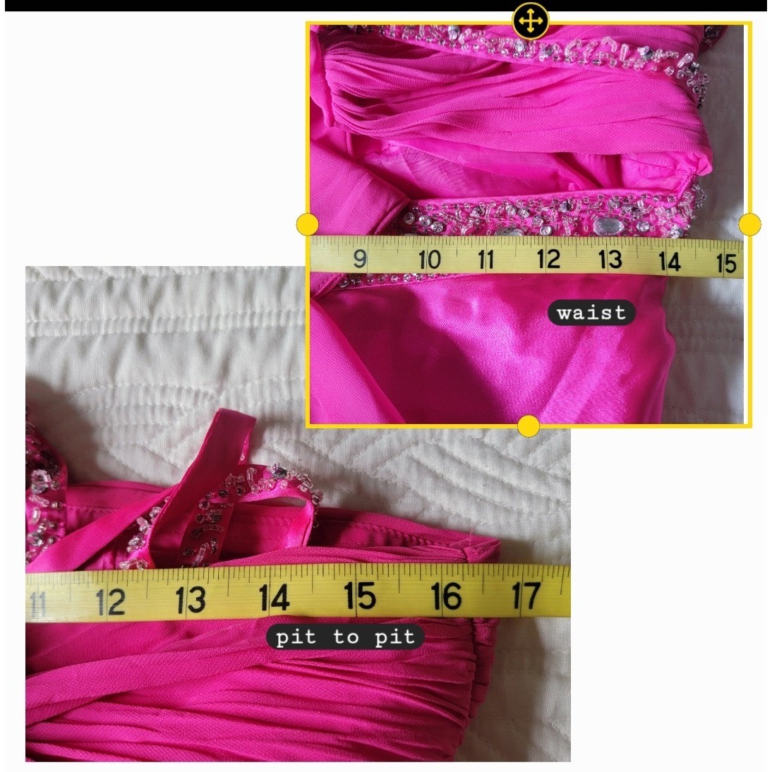 Cache Hot Pink Beaded Strappy Self-Tie Bow Closure Evening Gown Dress Size 6