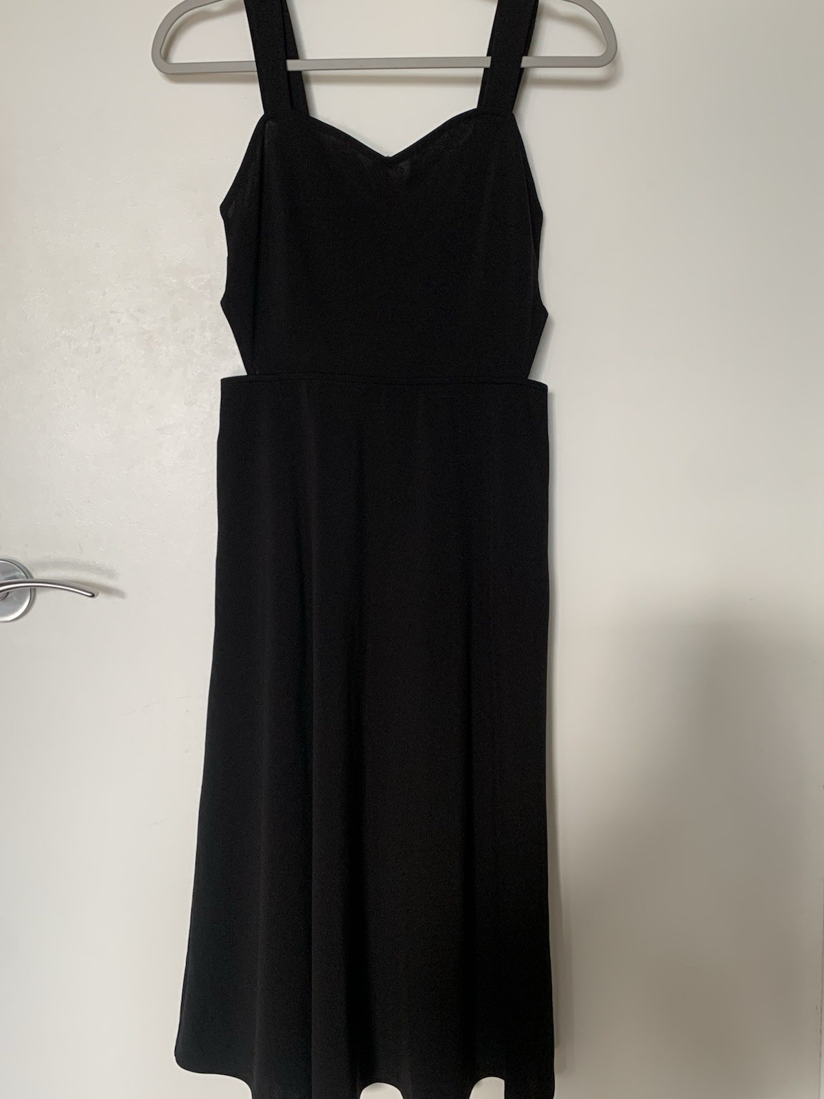 Free Press Sweetheart Neck Strap Sleeveless Midi A-Line Dress Black Size S