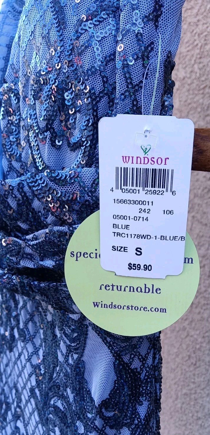 NWT Windsor Ella Sequin Mesh Bodycon Dress Blue Purple Size Small 💙💜