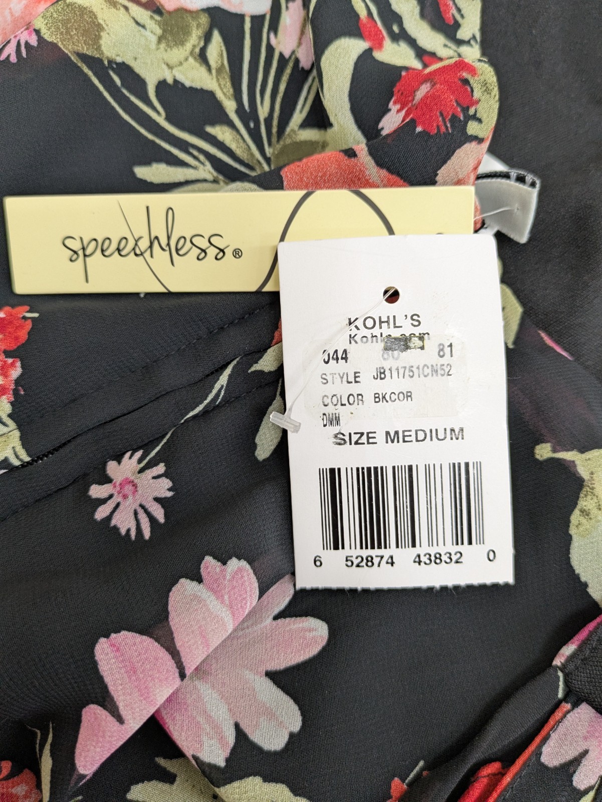 Speechless Black Pink Floral Ruffled Hem High Low Maxi Cold Shoulder Dress Sz M