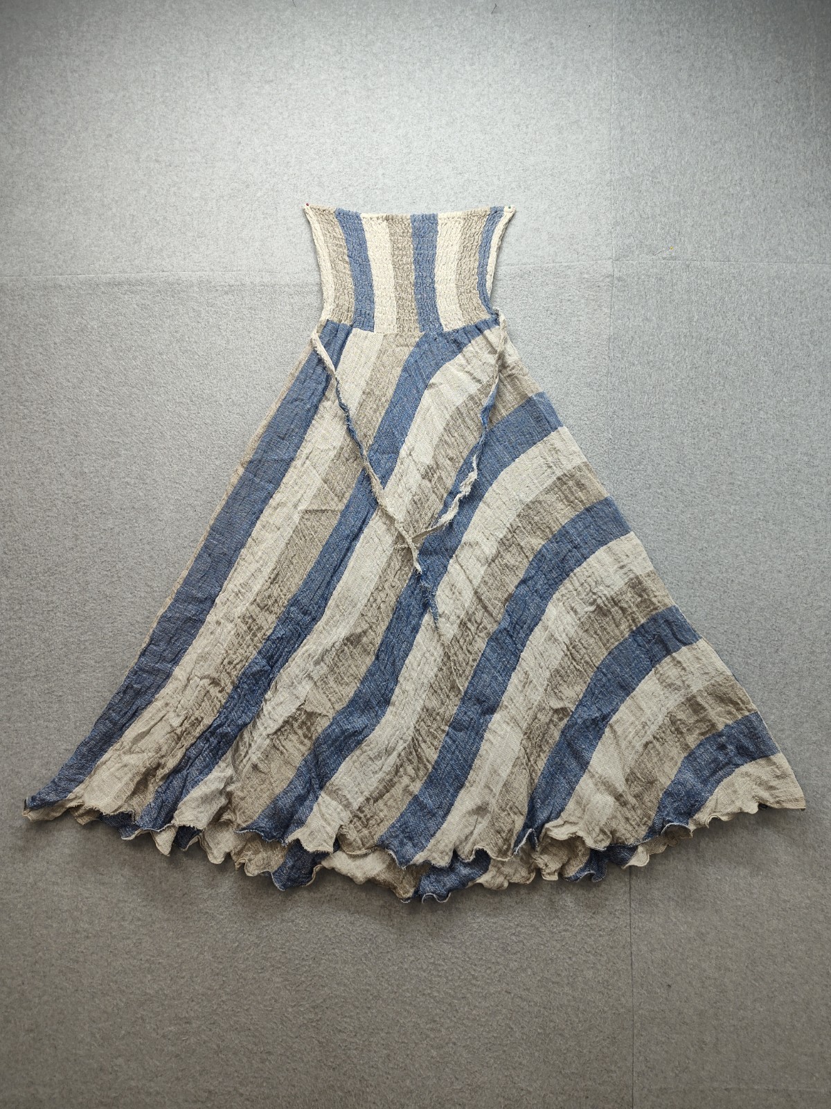 Casa Mastro Women Dress M Blue Beige Striped Strapless Summer Beach Cover Up