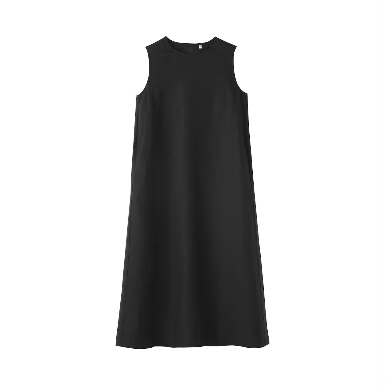 MUJI Womens 100% Linen Washed Sleeveless Dress Black FedEx