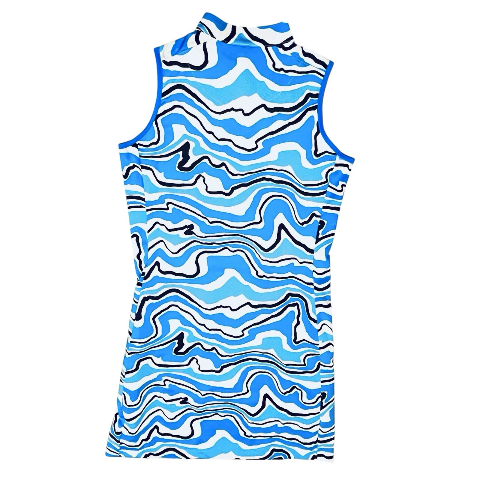 Tail Activewear Dress UPF50+ Blue White Flowing/Wavy Print Pullover Zip/Pocket S