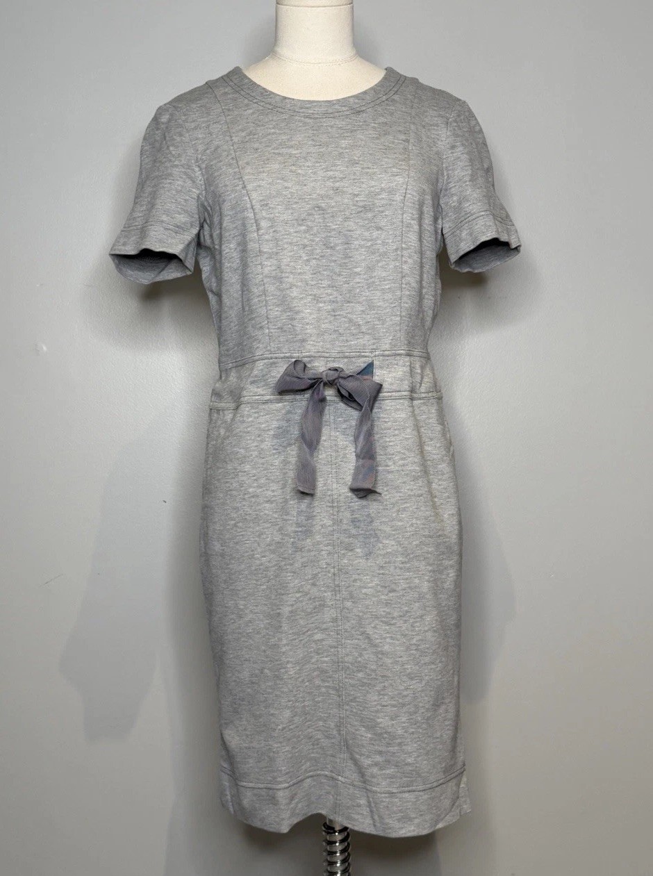 Escada Sport Grey Bow Front Sheath Dress Pockets Size EU 36 US Small