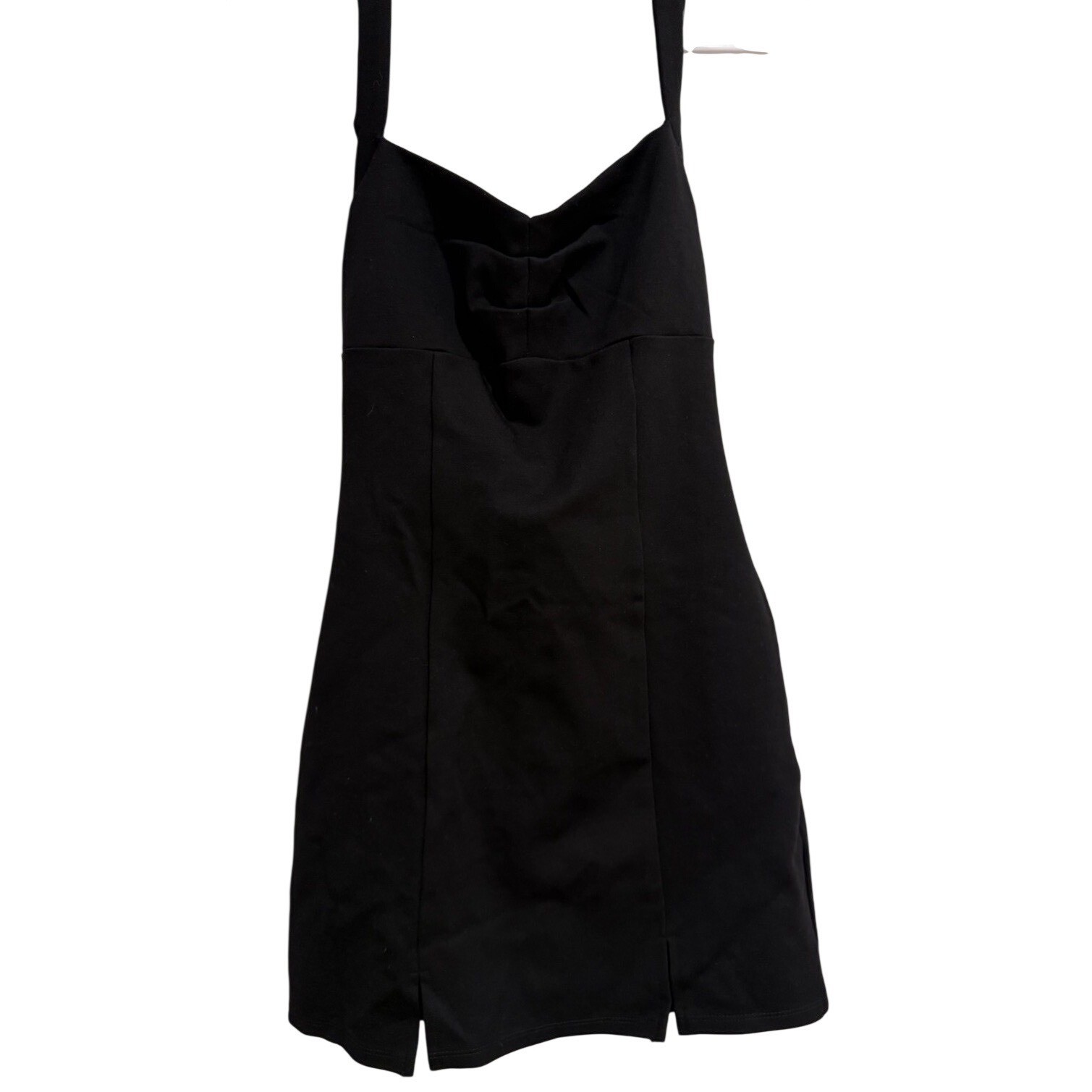 Forever 21 Black Open Back Halter Mini Dress Neck Sheath Slits Formal Party Sz M