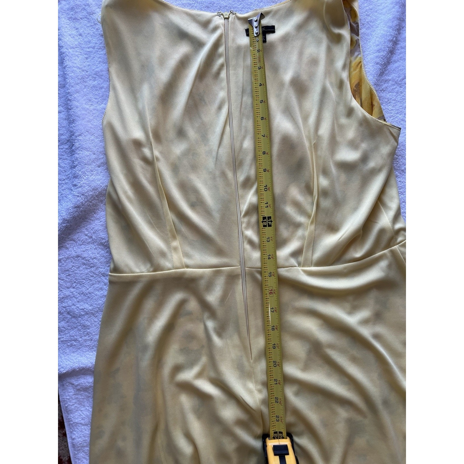 Butter Yellow Mocha Mousse Floral Midi spring Flowy, coquette Dress size 16
