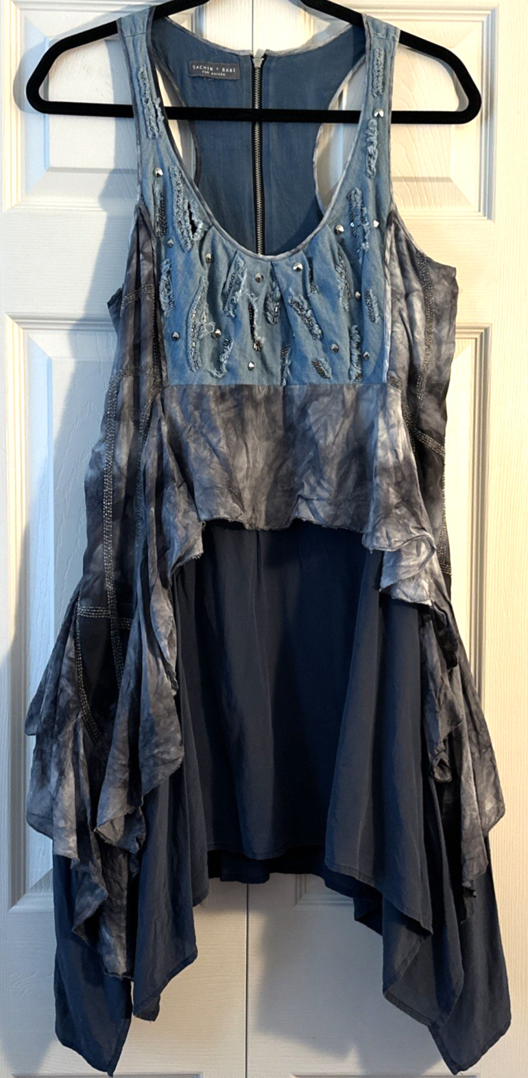 RARE Sachin + Babi Ankasa Tie Dye Silk Cotton Dress XS? No Size Tag Boho Hippie