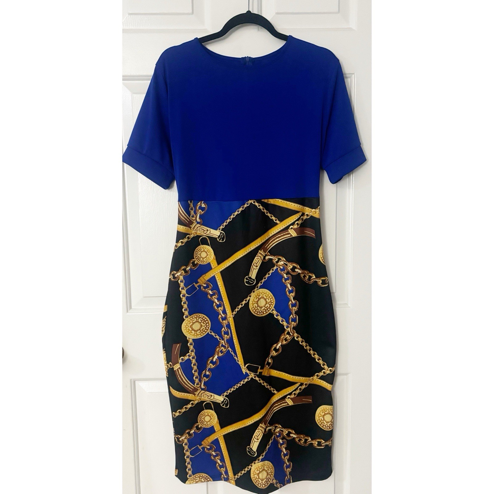 BOGURST Women’s Midi Bodycon Dress Work Casual Cute Blue/Black,Gold Pencil Dress