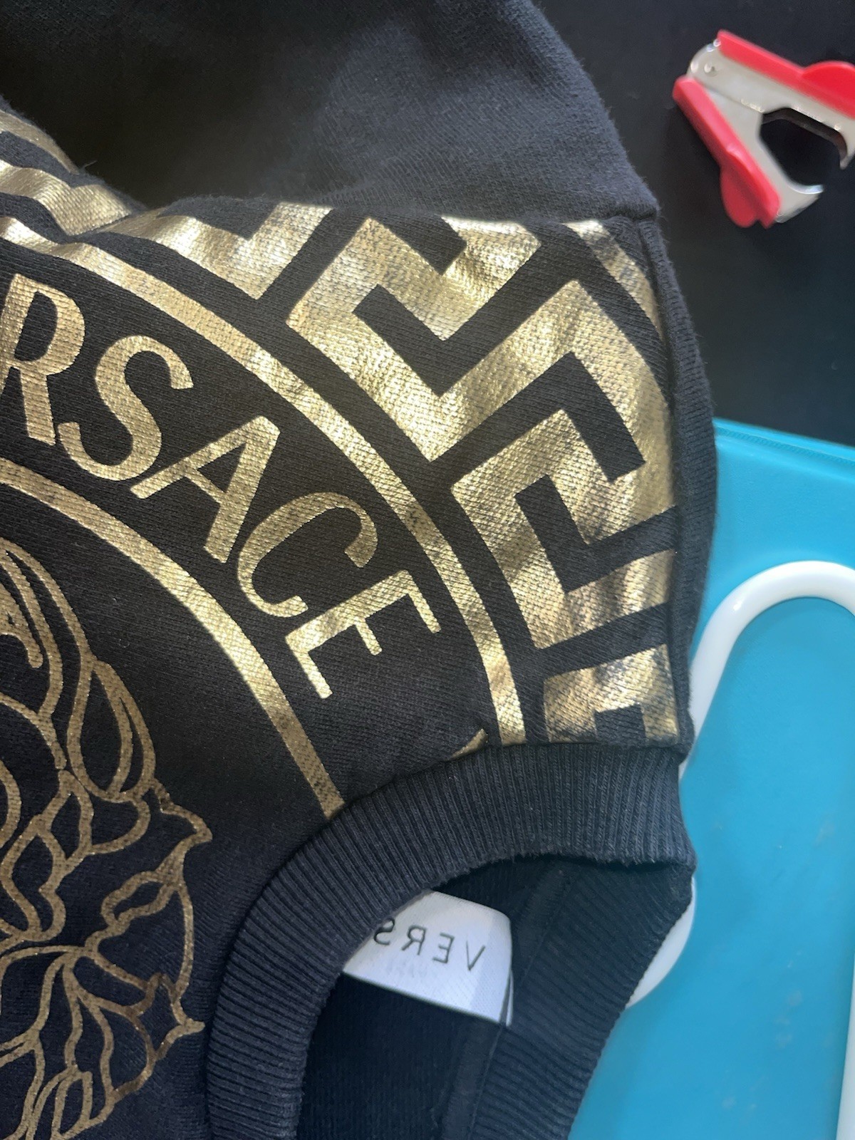 Versace Black Girl’s Metallic Medusa Logo Sweater Dress