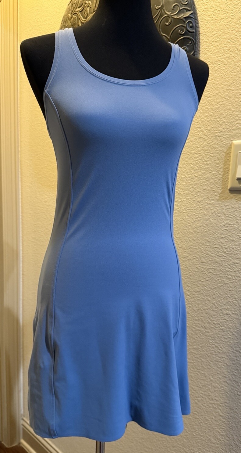 ATHLETA On My Way Dress XS XSmall Cottage Blue Sport Casual Tank Sun Travel