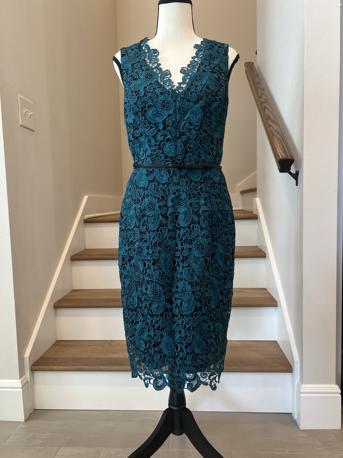 Aidan Mattox Teal Midi Dress Sleevless Size 6 Cocktail Party