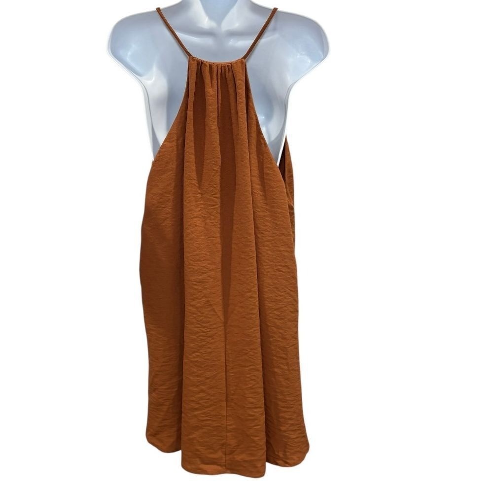Final Touch NWT Cinnamon Brown Strappy Linen-like Dress Large Beach Summer