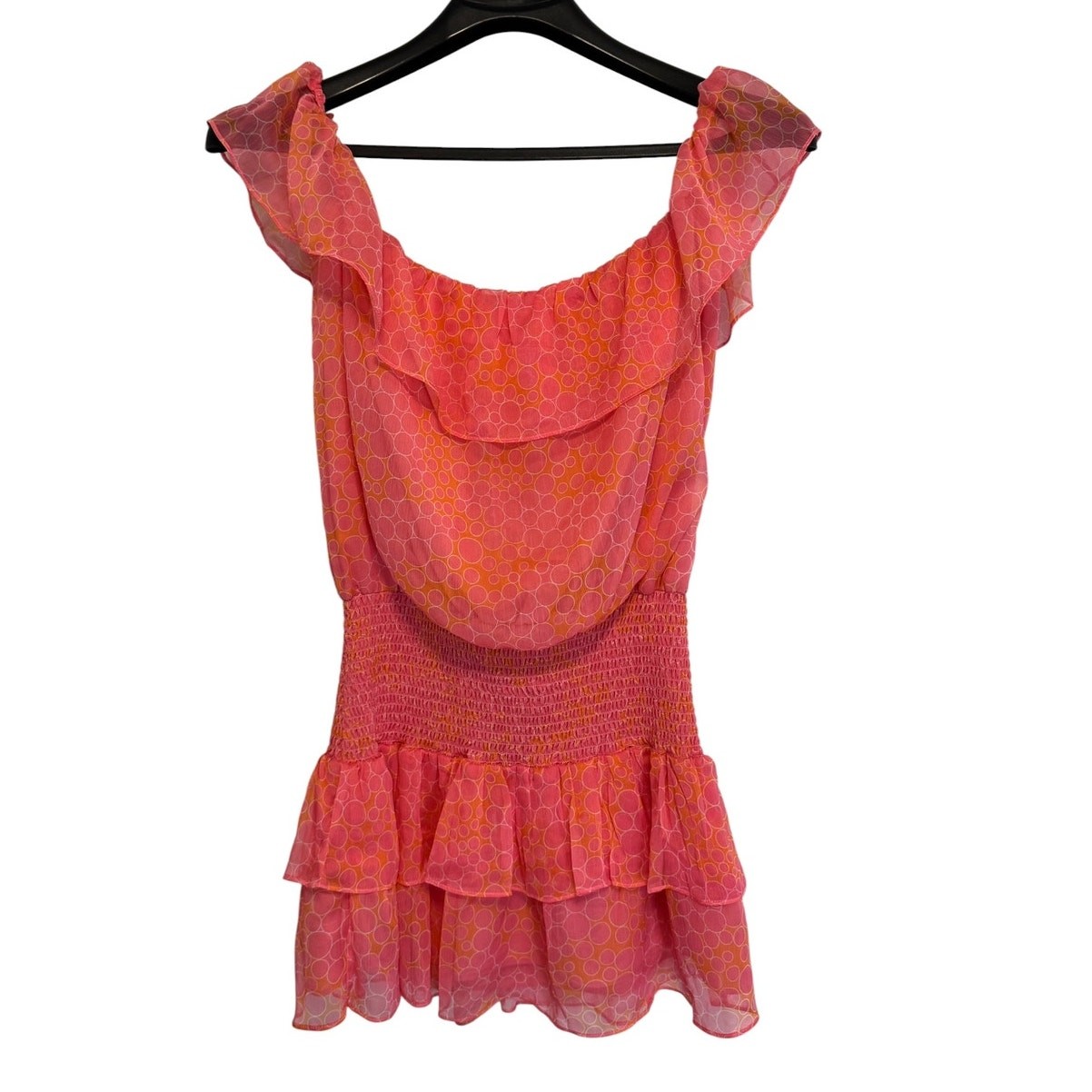 Amanda Uprichard Clarabelle Bubble Mini Dress Pink Off Shoulder Large