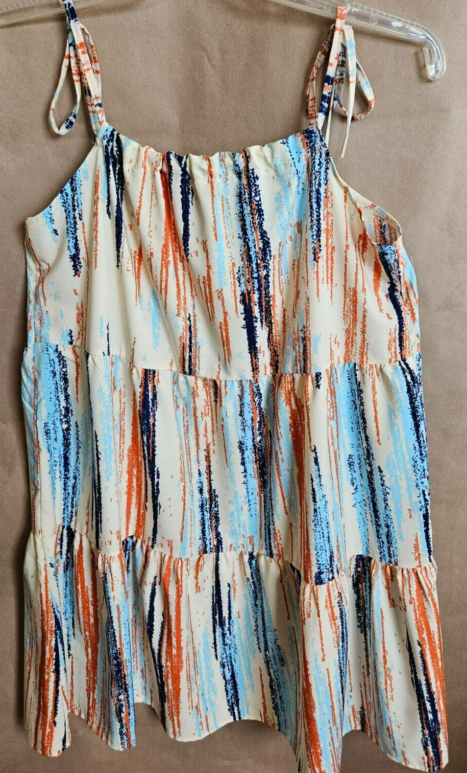 NO BRAND TAGLESS SPAGHETTI STRAP THREE TIER MINI DRESS MULTICOLOR SIZE XL #4222