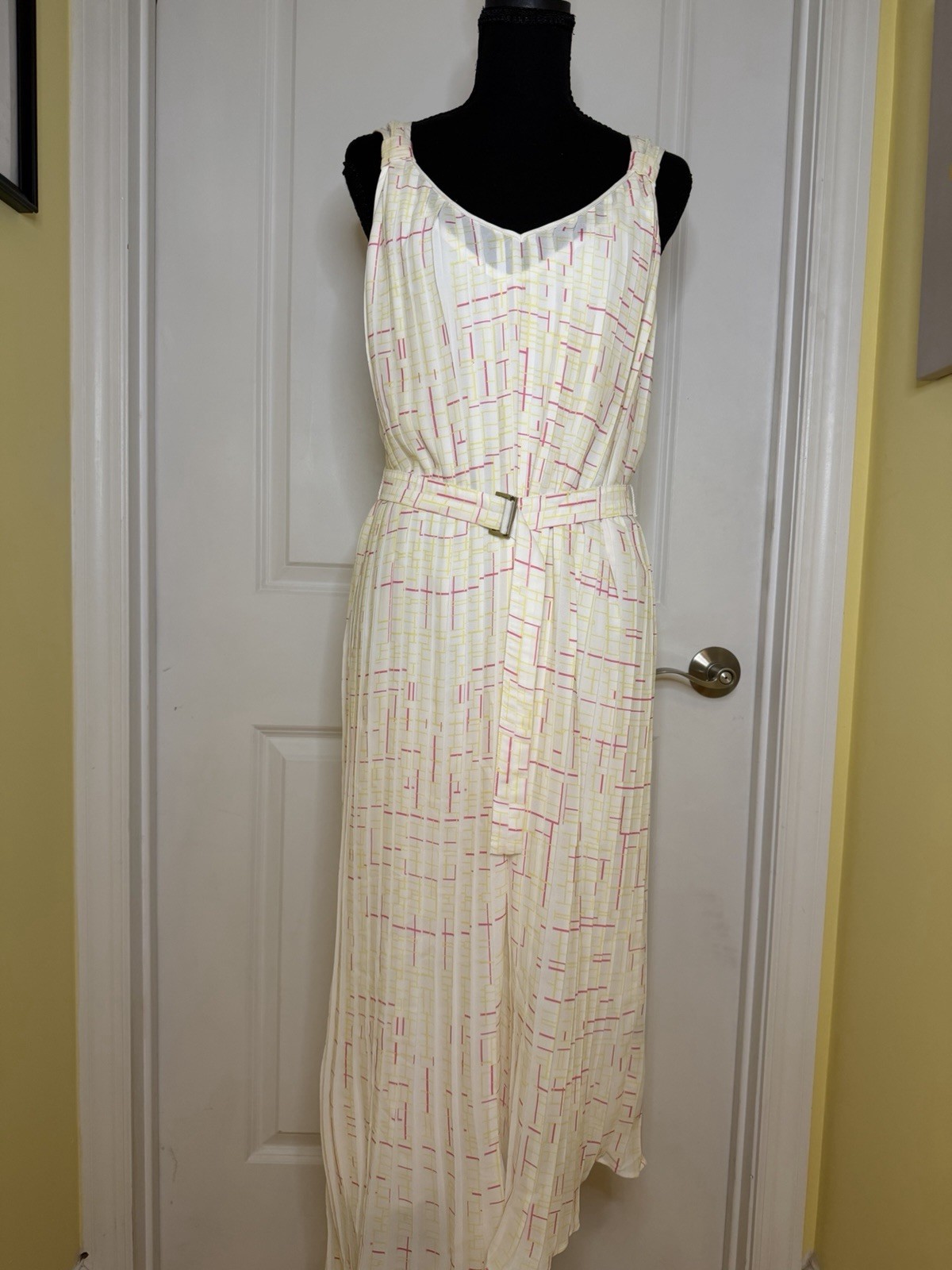 Maison Ullens Ivory Asymmetrical Sleeveless Dress With Belt, Size IT 40