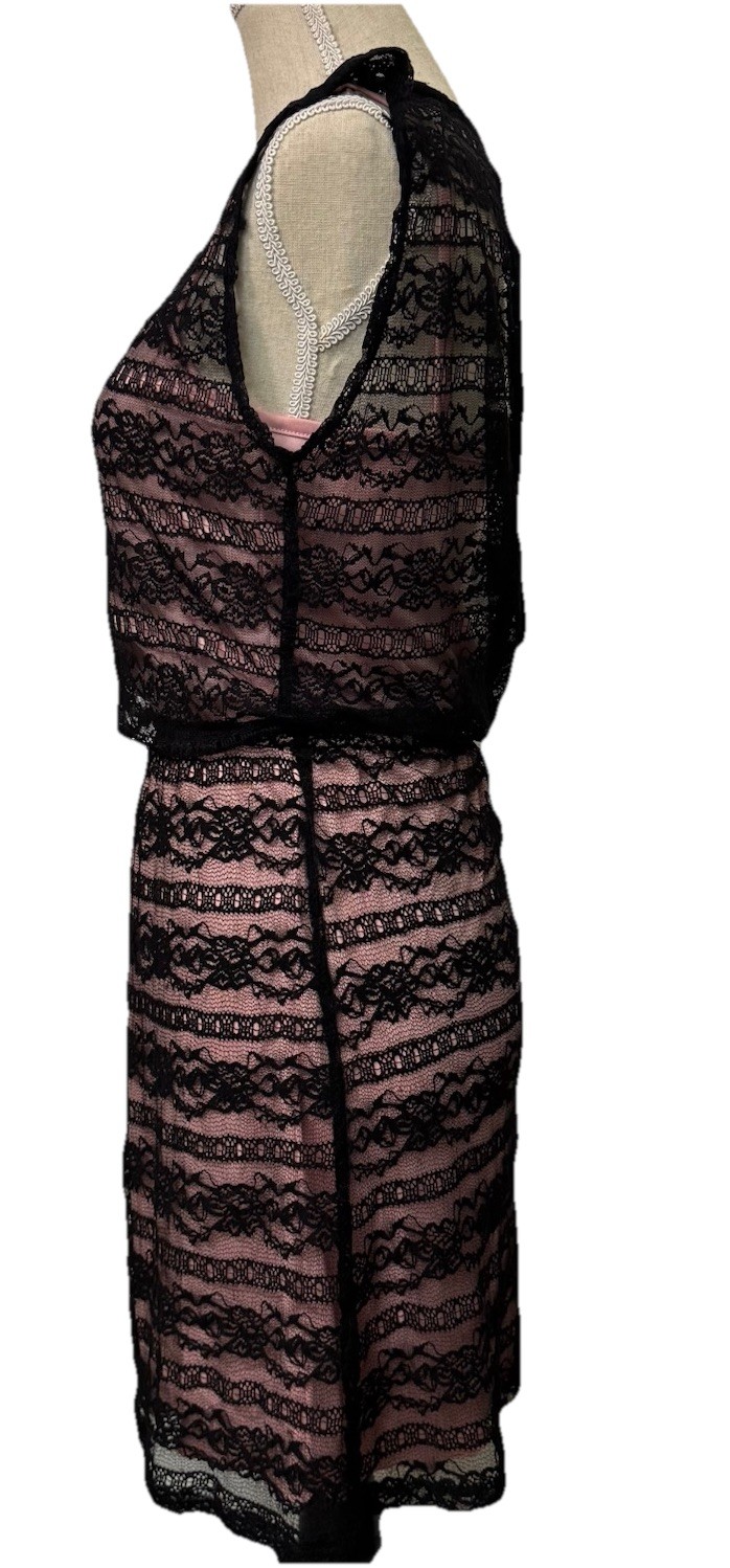 Speechless Womens Black Lace Overlay Pink Lining Sz Small Sleeveless Fit Flare