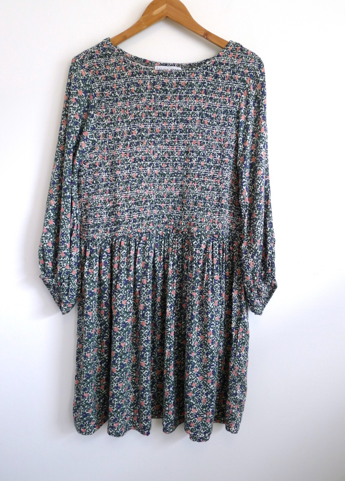 APIECE APART Olivia Floral Smocked Floral Babydoll Mini Dress Shopbop 12 XL $325