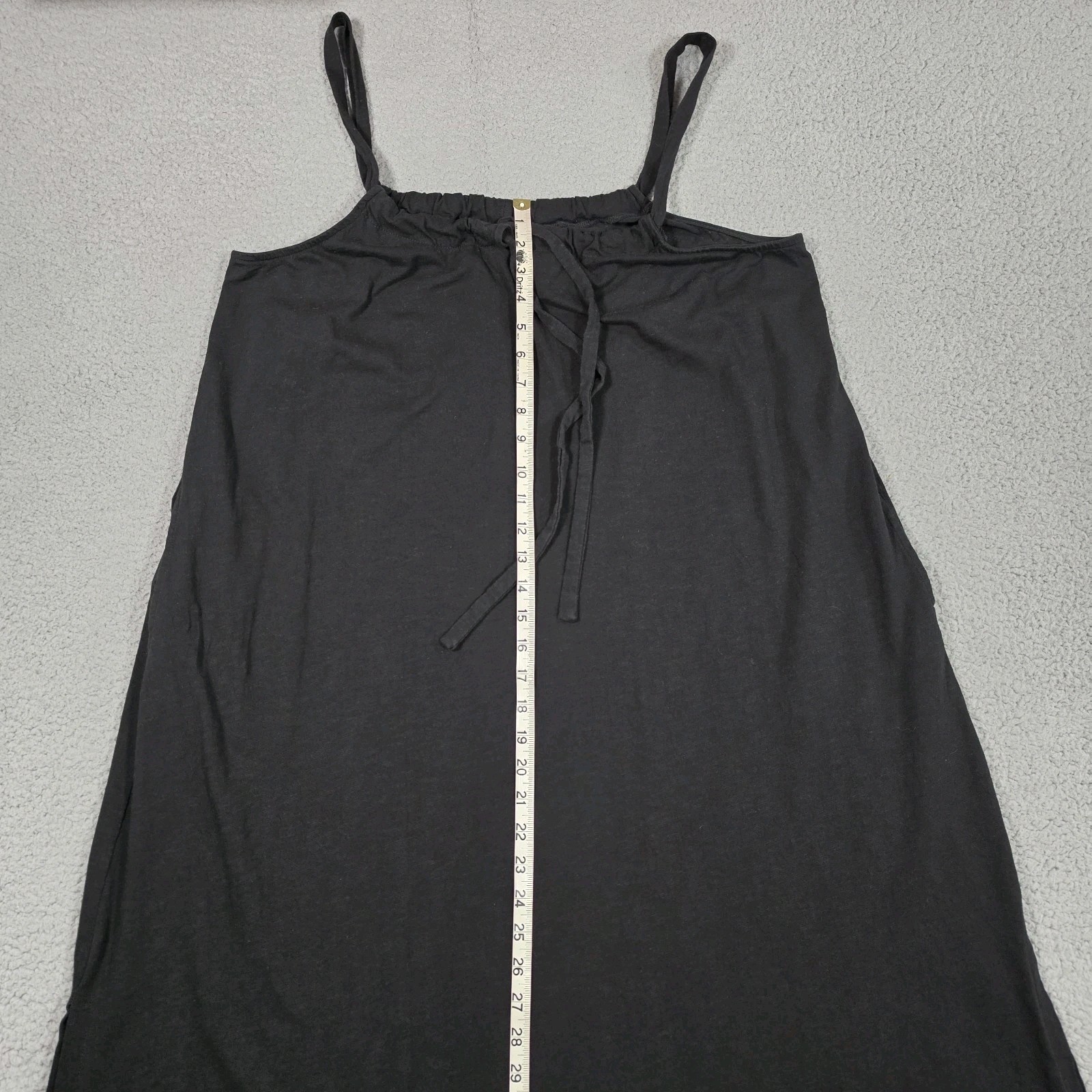 Able Sleeveless Sundress Large Black Cotton Tie Front Pocket Beach Resort Summer