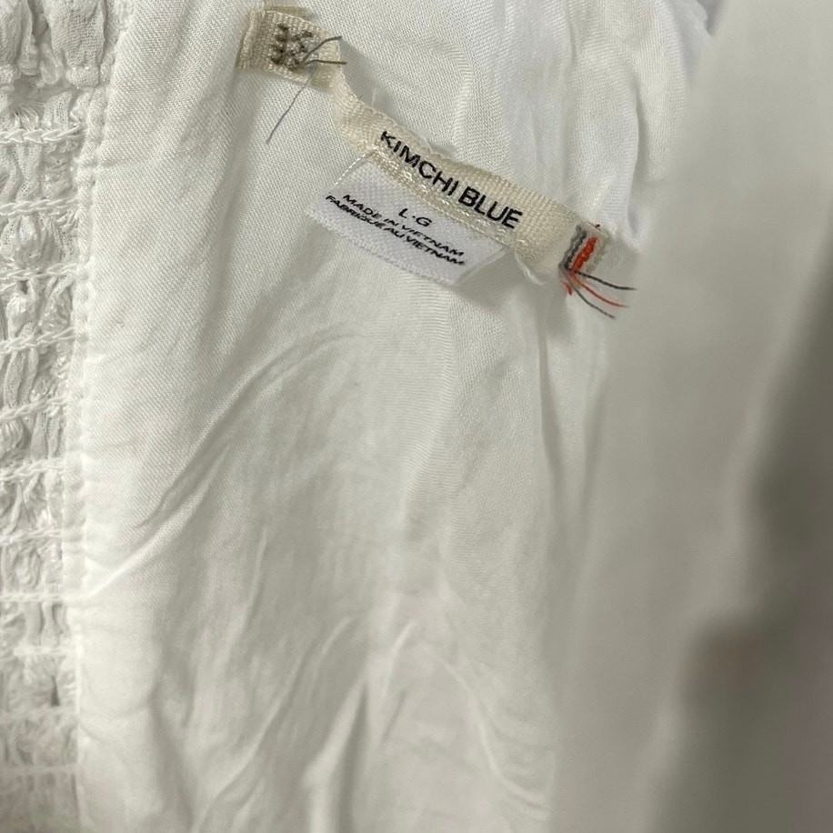 Kimchi Blue Dress White Lace Eyelet Large Mini Fitted Flare Off Shoulder