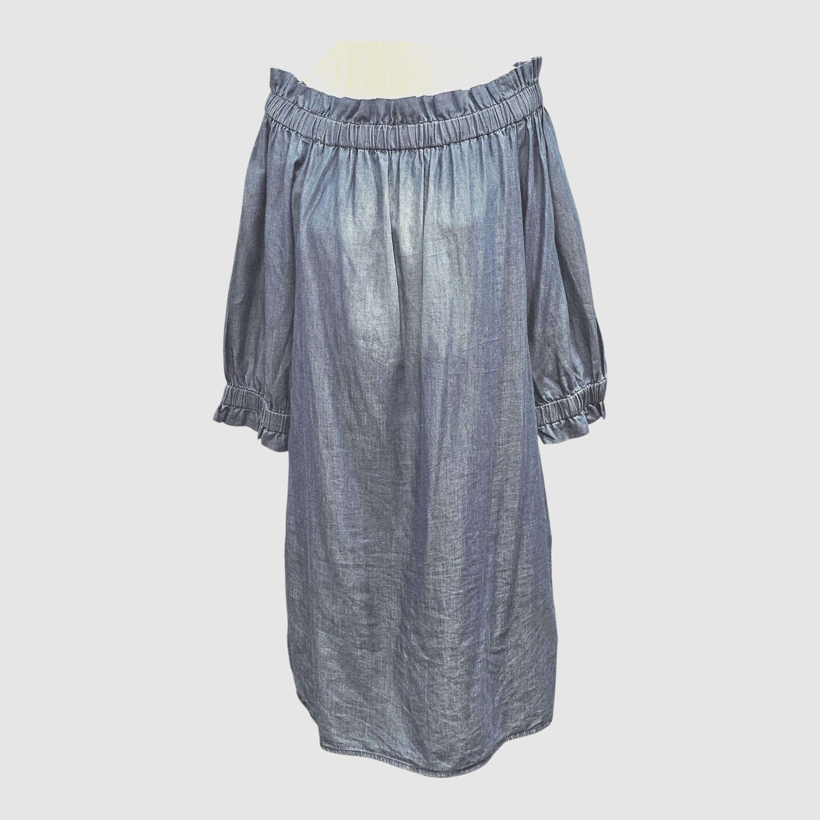 Style Envy Womens Off the Shoulder Dress Denim Blue 3/4 Sleeve Size Large Tunic