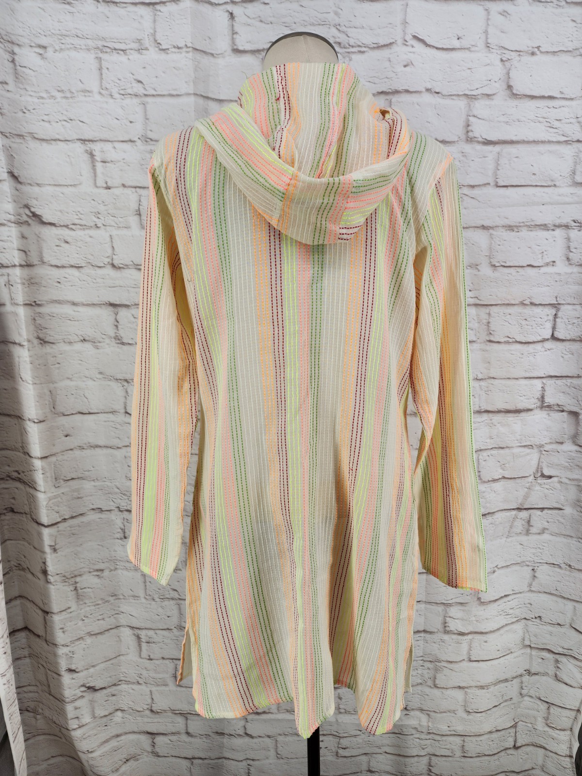 Raya Sun Dress Beach Coverup Embroidered Boho Cali Girl Surfer Hood Size Medium