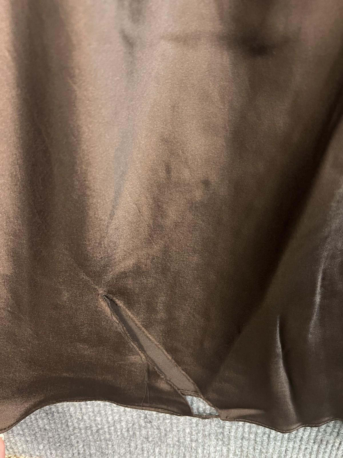 Retrofete Ester Dress Size Large Brown Satin Scarf Tie Back Top Elegant