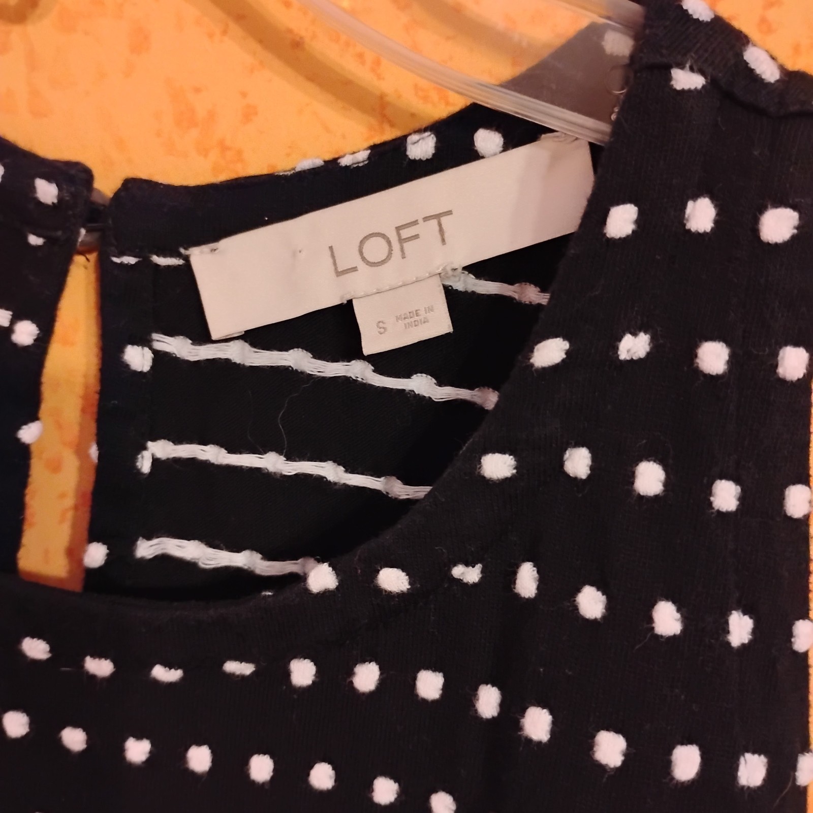 Sm LOFT Polka Dot Stripe Sheath Dress with Ruffle Hem Halter Neckline