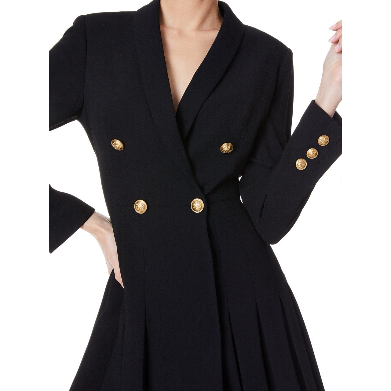 Alice + Olivia Kyrie Black Tuxedo Pleated Mini Dress SIZE 14