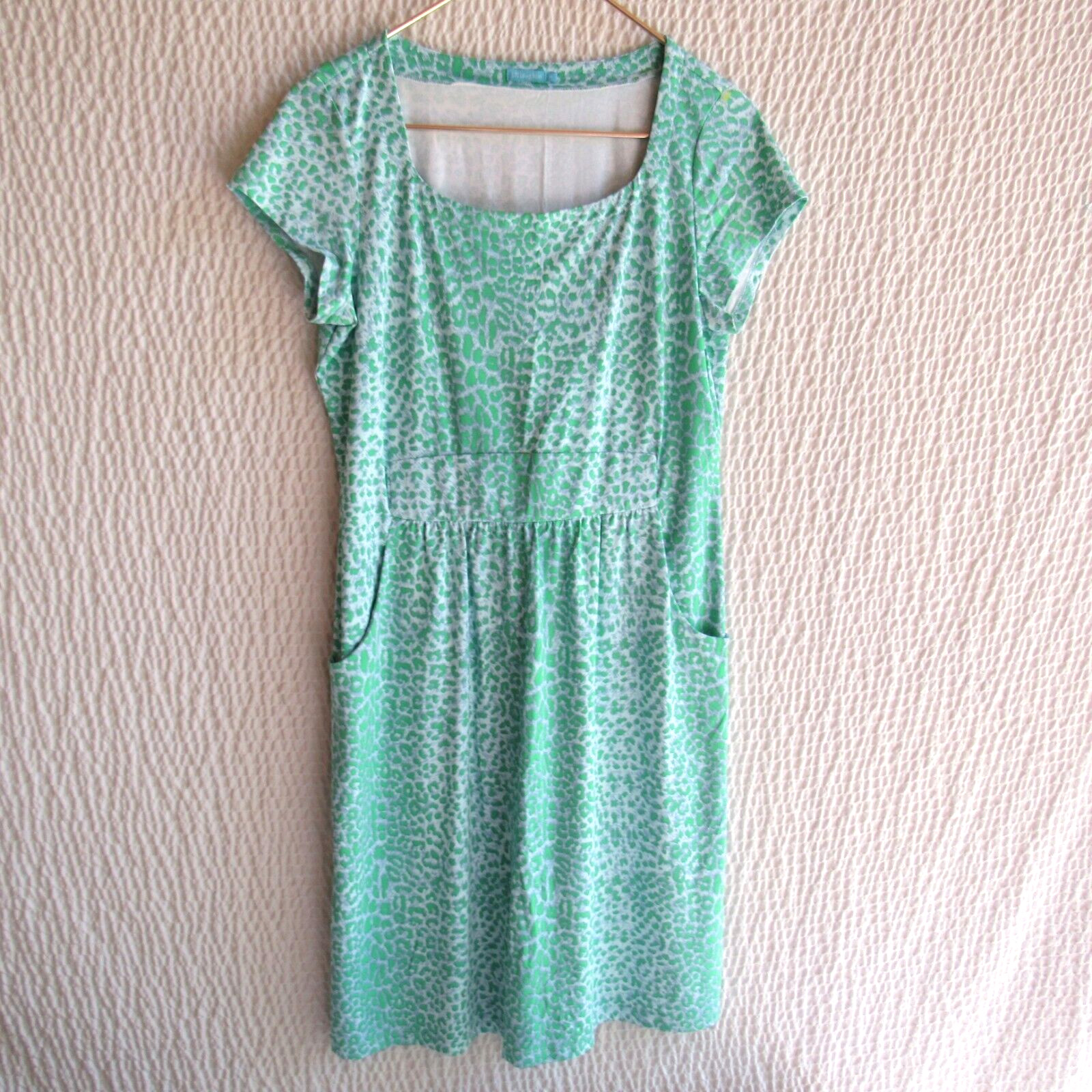 J. McLaughlin Dress M 2 Bundle Blue Green Short Slv Pockets Catalina Cloth