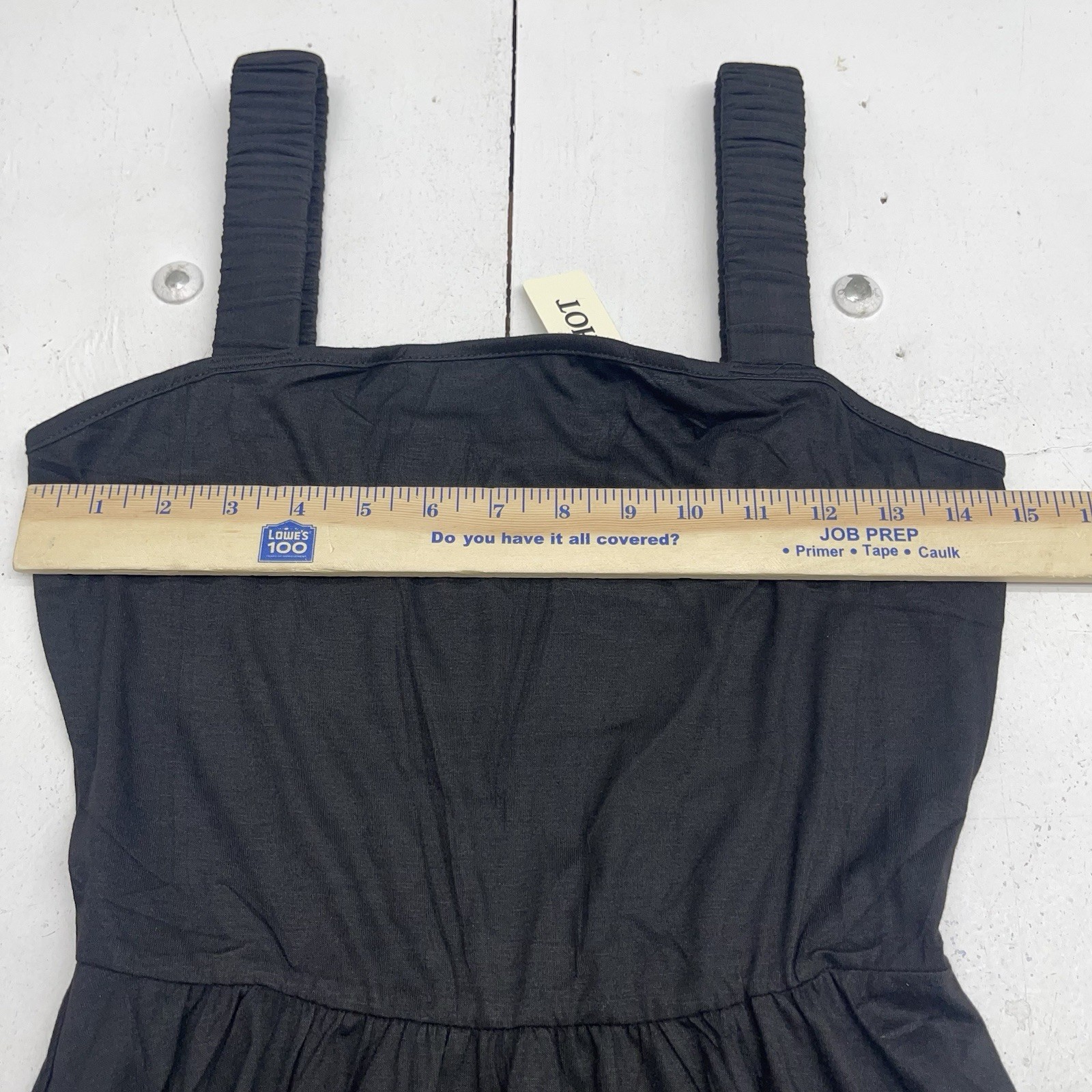 Huhot Black Ruched Strap Square Neck Sleeveless Dress Women’s Size Small