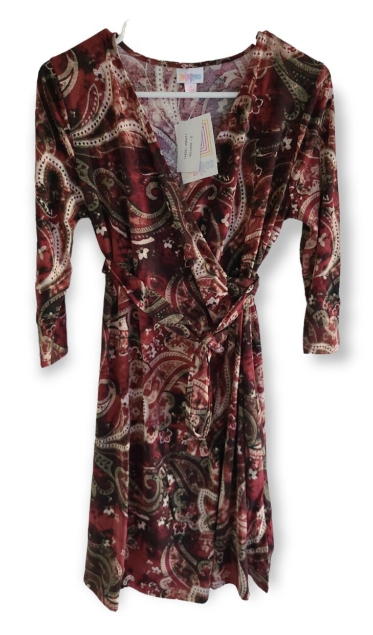 Lularoe Paisley Floral Michelle Small Wrap Dress S Red Pink Green VHTF NEW!