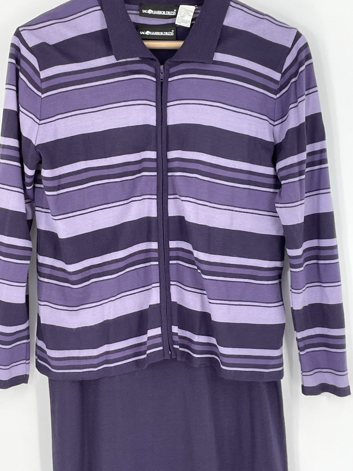 Sag Harbor Womens Size Large Two Piece Dress/Sweater Set Purple