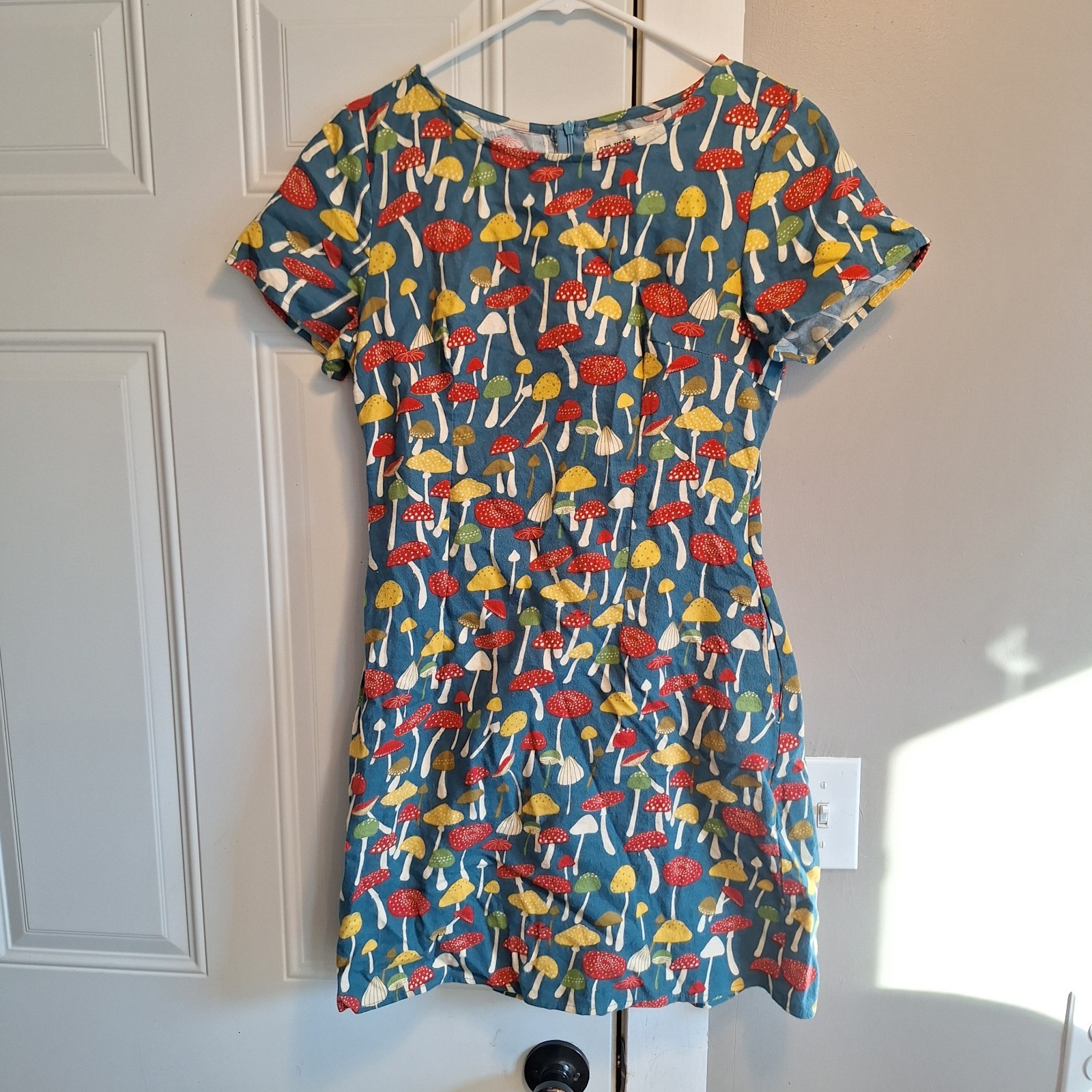 Cottagecore Mini Dress in Magical Mushroom Print S Forest Festival Hippie Fairy